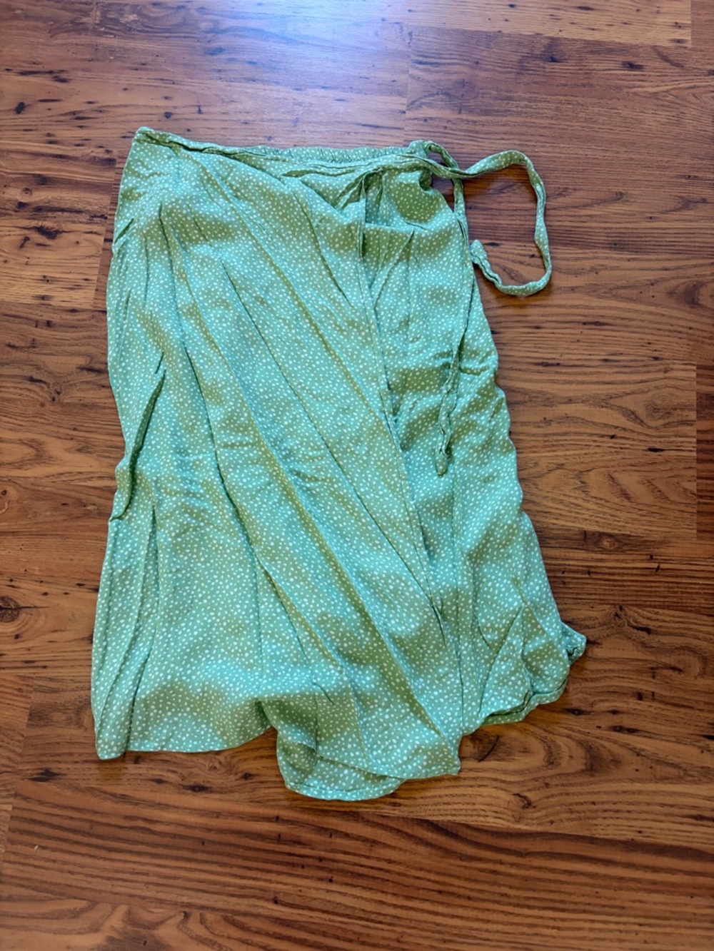 Light Green Polka Dot Wrap Around Skirt